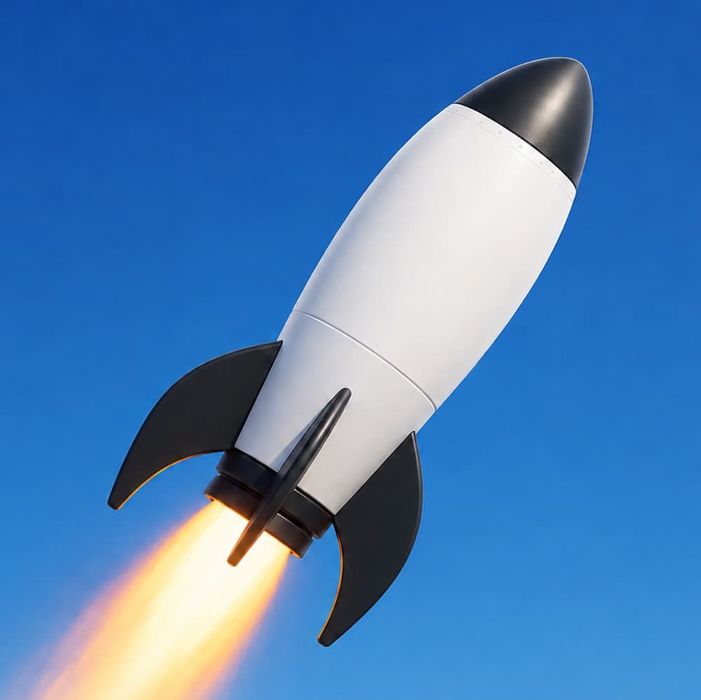 Chrome rocket sculpture — Projekt Ikarus, Zürich